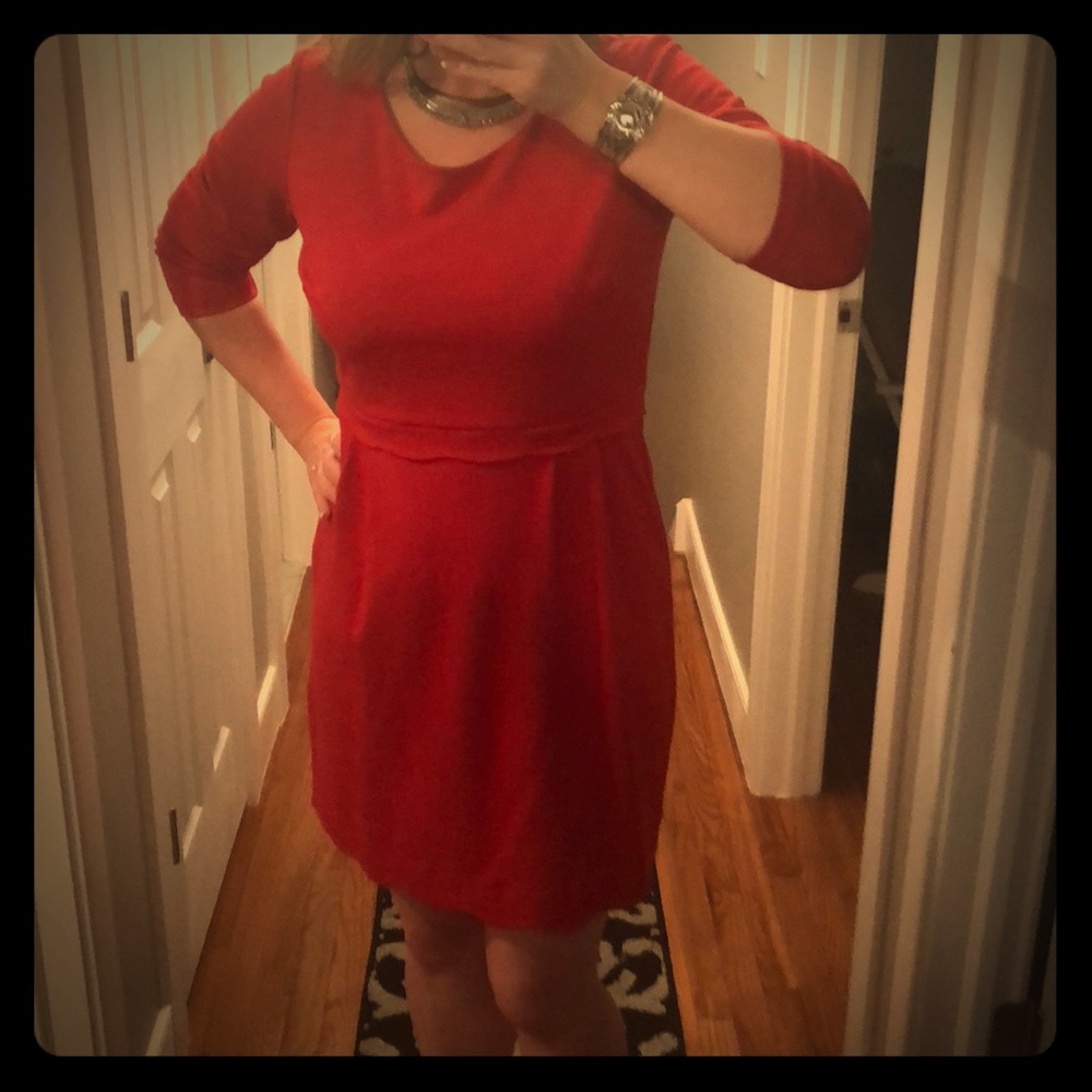 Scalloped Red Dress